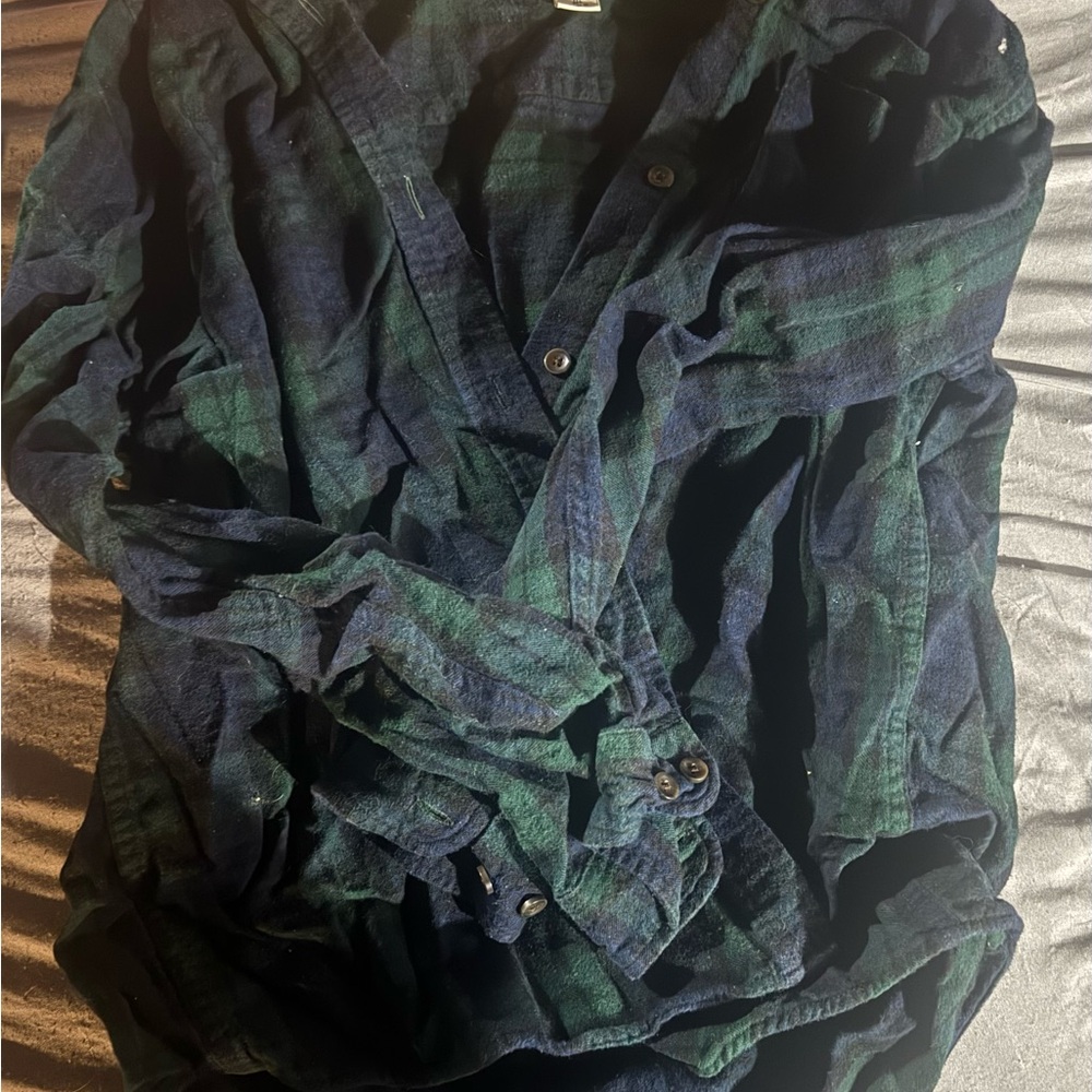 L.L. Bean Relaxed Fit Plaid Shirt in Blue and Green